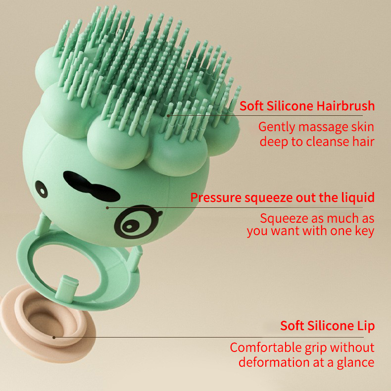 Sherloctopus pet bath massager with soft silicone bristles and squeeze liquid dispenser for cats and dogs
