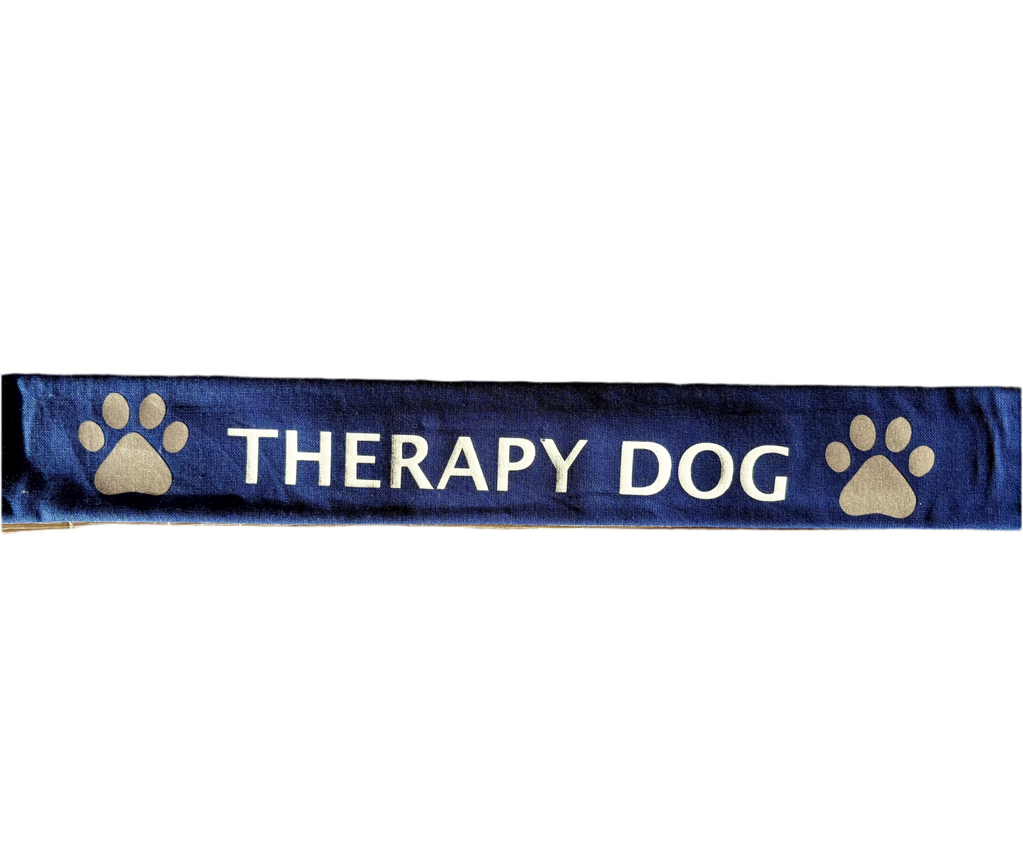 Blue therapy dog lead slip with reflective paw prints for enhanced visibility and safety