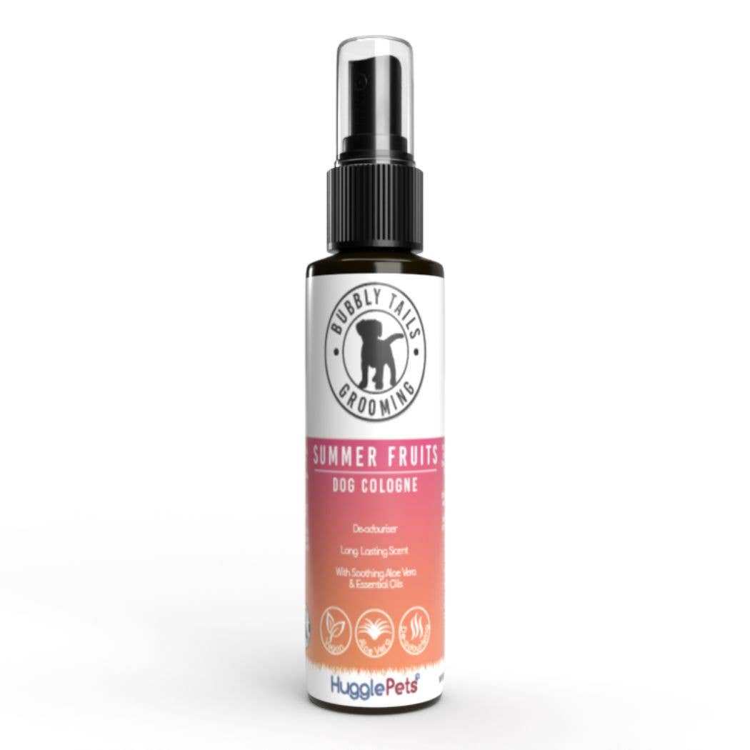 HugglePets Bubbly Tails Dog Cologne summer fruits scent 250ml spray bottle for fresh, odour-destroying and moisturizing pet care
