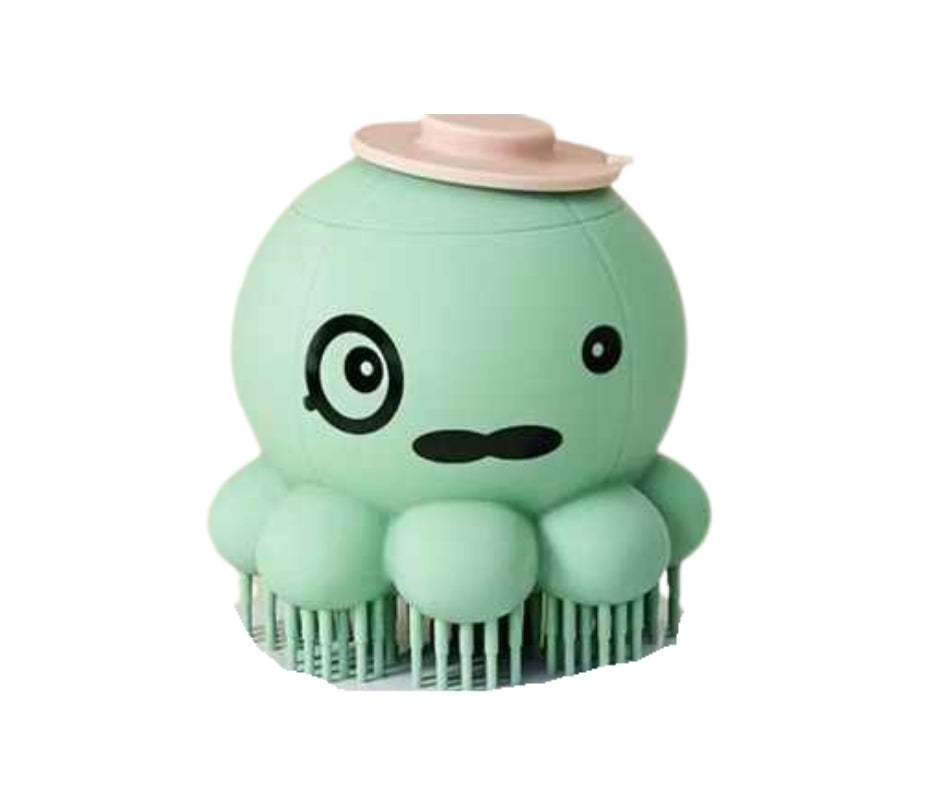 Sherloctopus pet bath massager in octopus design with rubber bristles for grooming cats and dogs