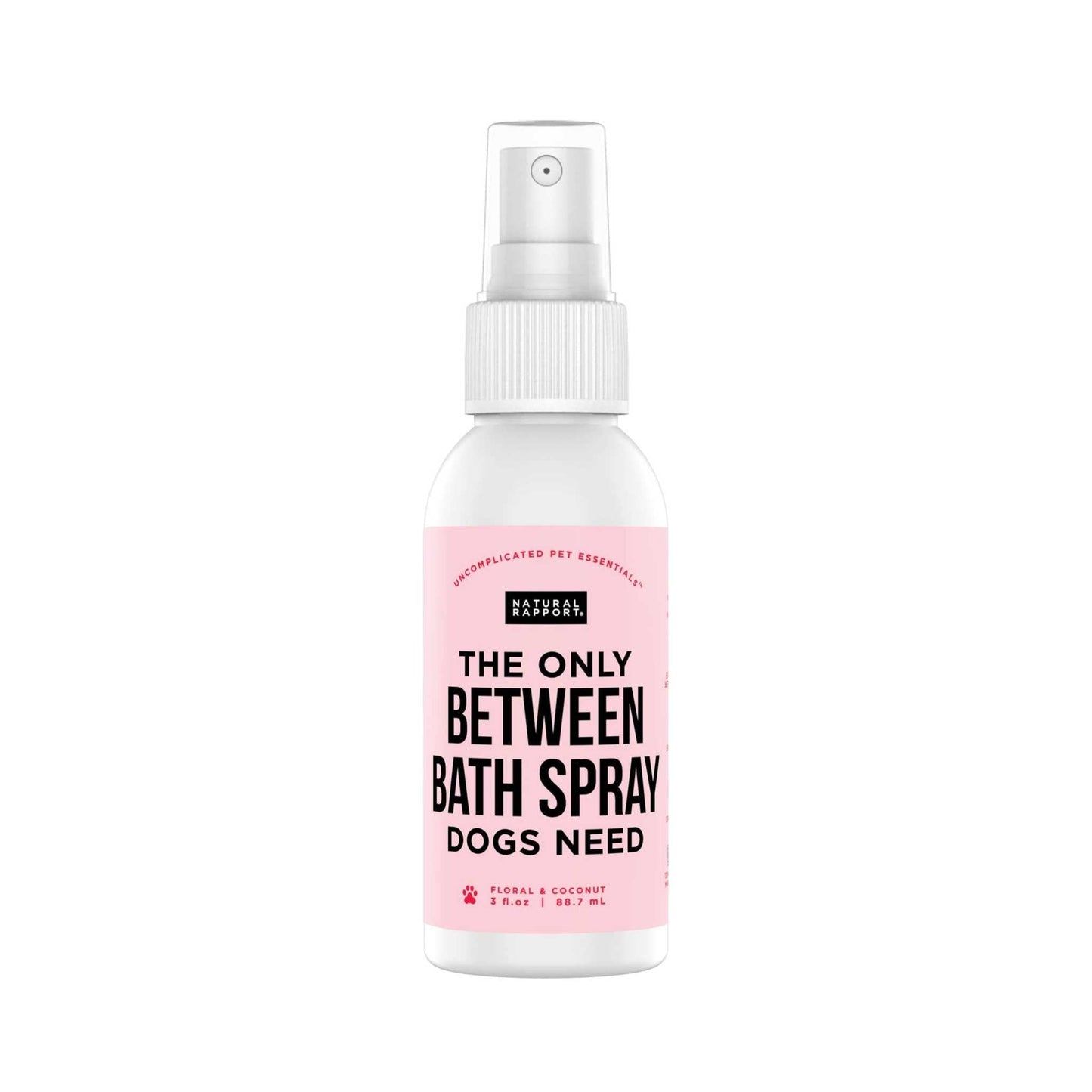 Natural Rapport floral and coconut scented bath spray for dogs, gentle, moisturizing, odor-eliminating coat refresh