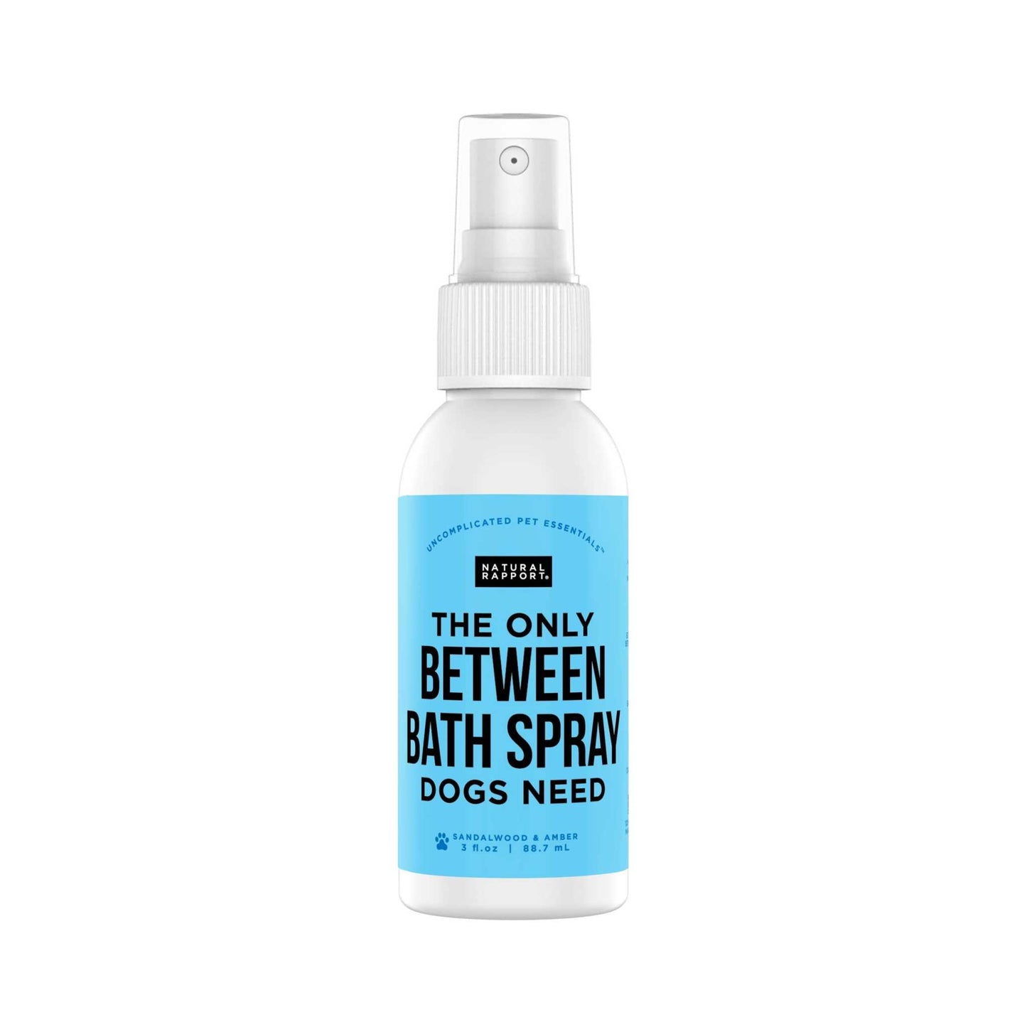 Natural Rapport alcohol-free sandalwood and amber bath spray for dogs
