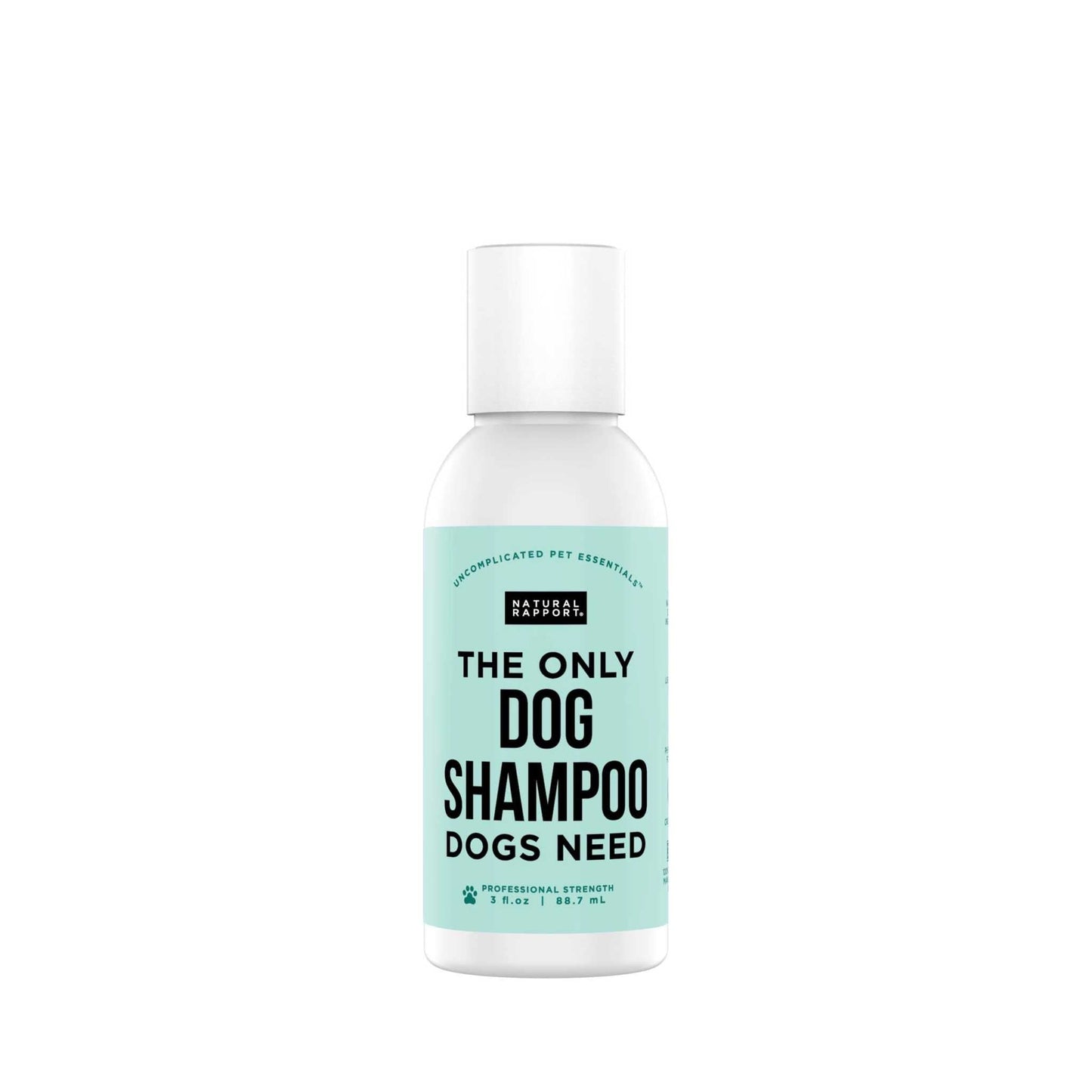 Natural Rapport Dog Shampoo Dogs bottle with 5-in-1 formula for cleaning, moisturizing, deodorizing, detangling, and conditioning dog's coat