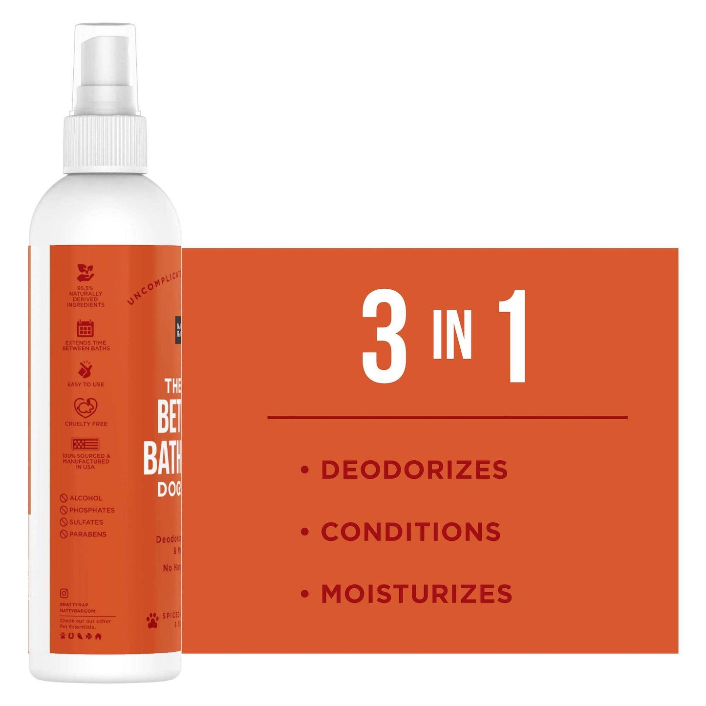 Natural Rapport Bath Spray Dogs in Spiced Apple & Pumpkin scent deodorizes, conditions, and moisturizes dog fur