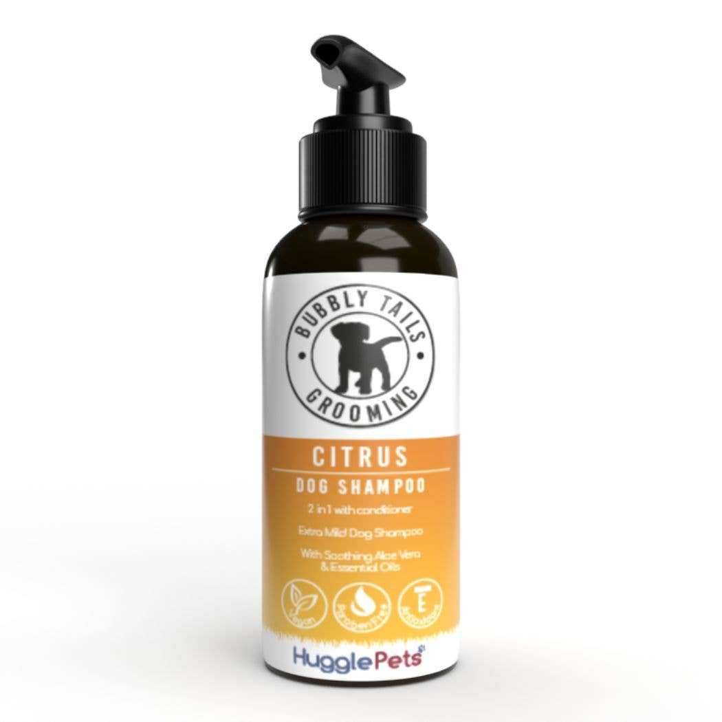 HugglePets Bubbly Tails Citrus Dog Shampoo 2-in-1 conditioner with aloe vera and essential oils in 500ml bottle