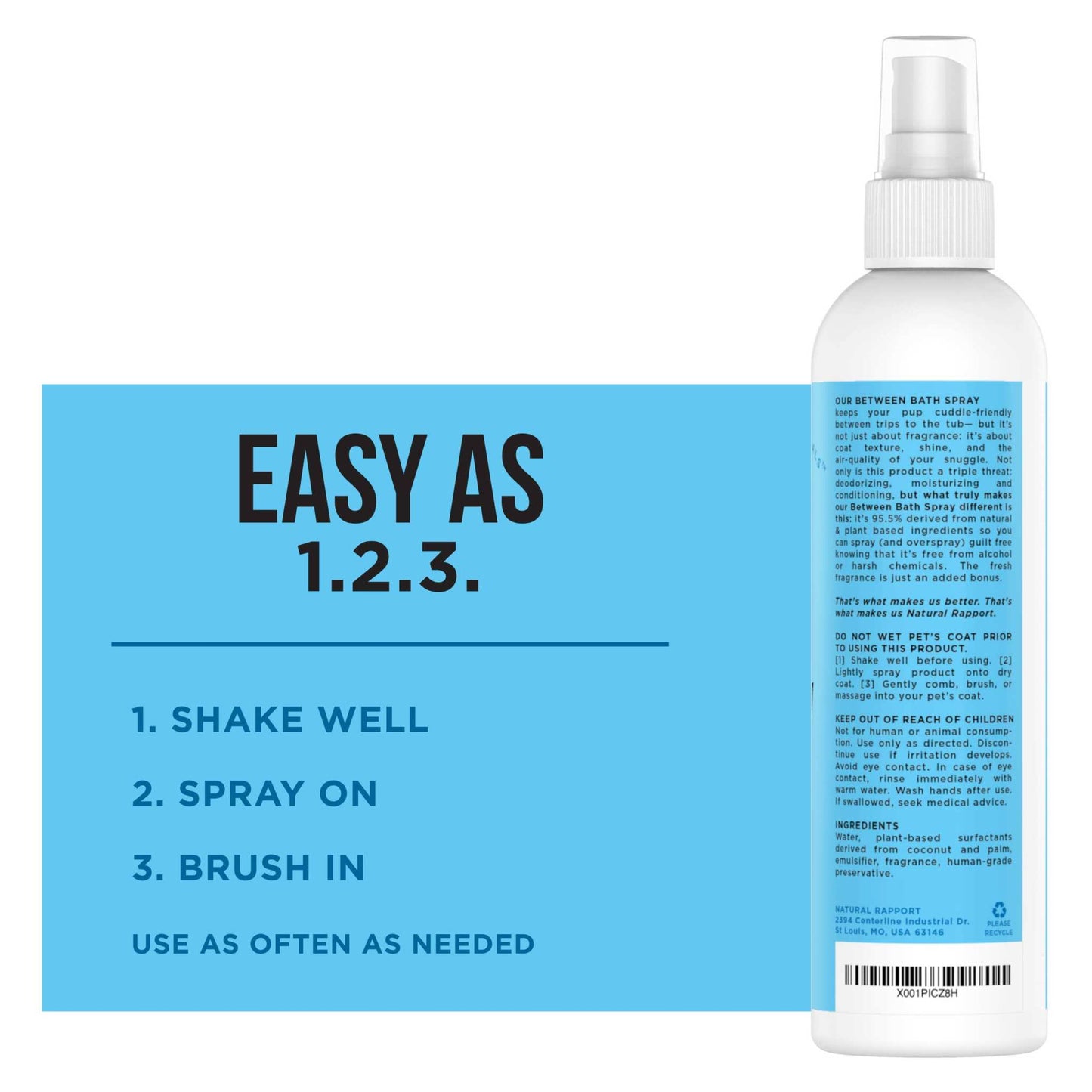 bath spray dogs sandlewood amber natural rapport odor eliminator fur conditioner alcohol-free pet-safe moisturizing coat fresh scent