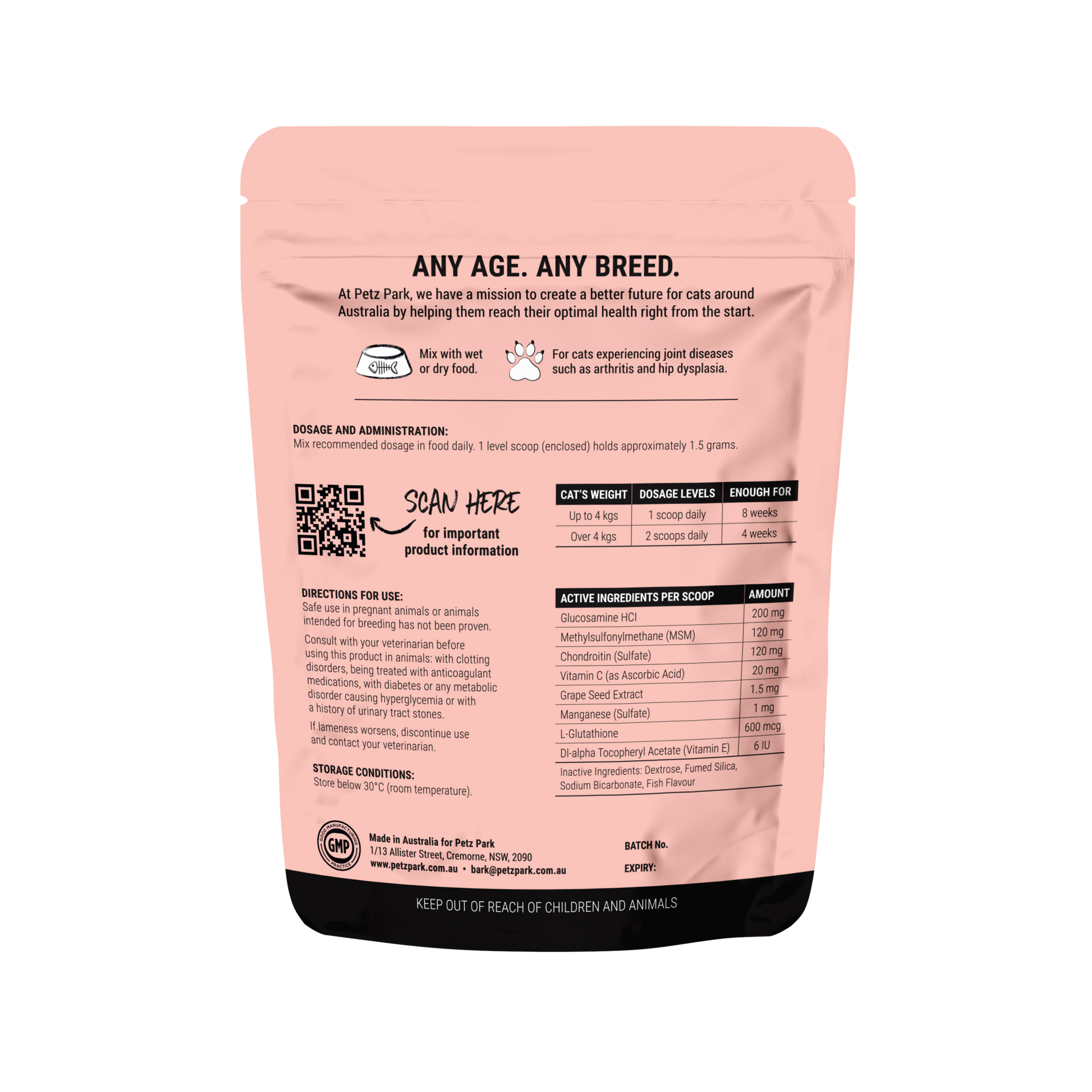 PetzPark Hip and Joint supplement for cats supporting joint health and mobility