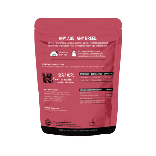 PetzPark Liver Support powder for cats liver detox and protection with milk thistle and beetroot