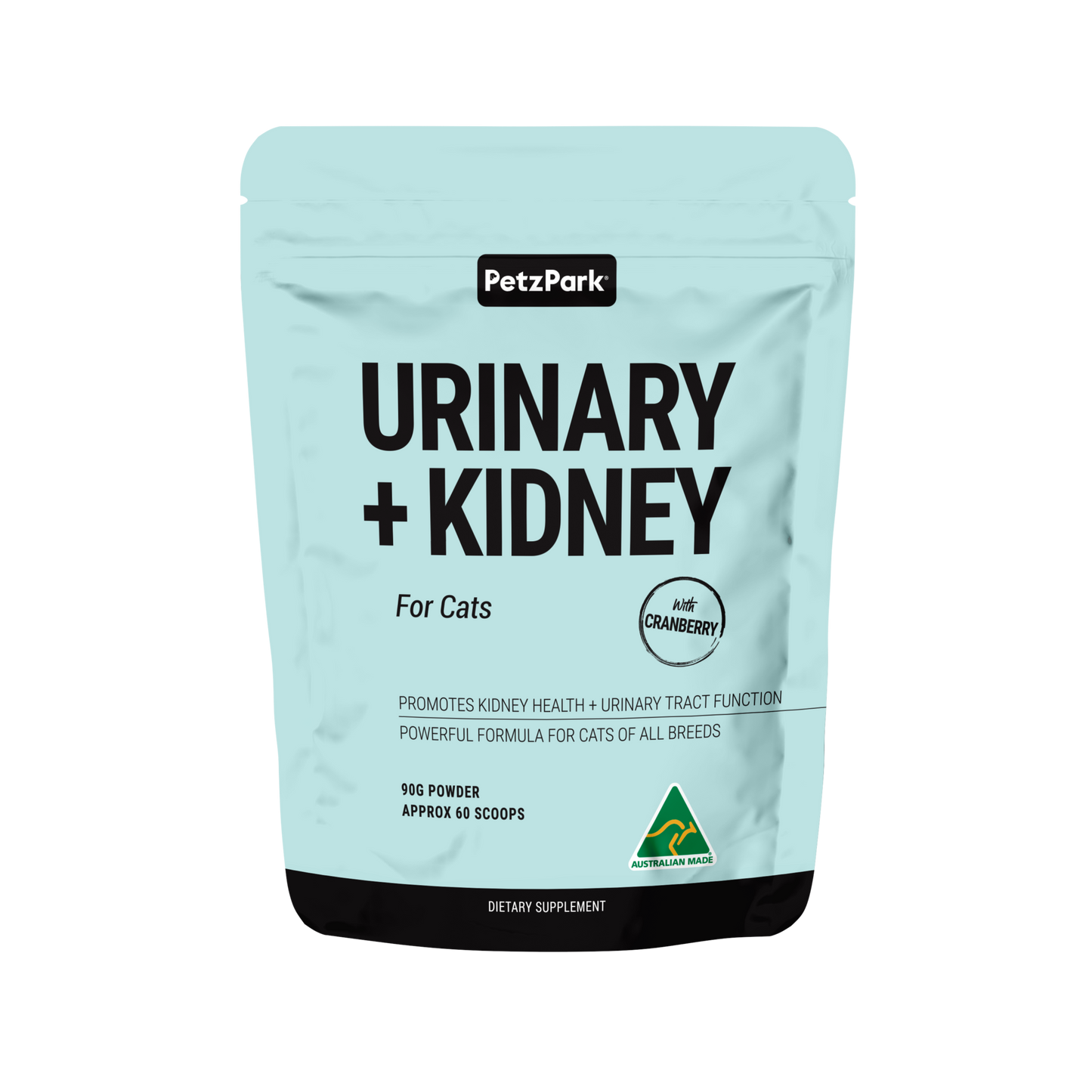 PetzPark urinary and kidney health powder for cats with cranberry, 60 scoops dietary supplement
