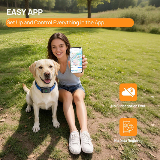 GPS wireless dog fence collar with adjustable virtual boundaries and app control