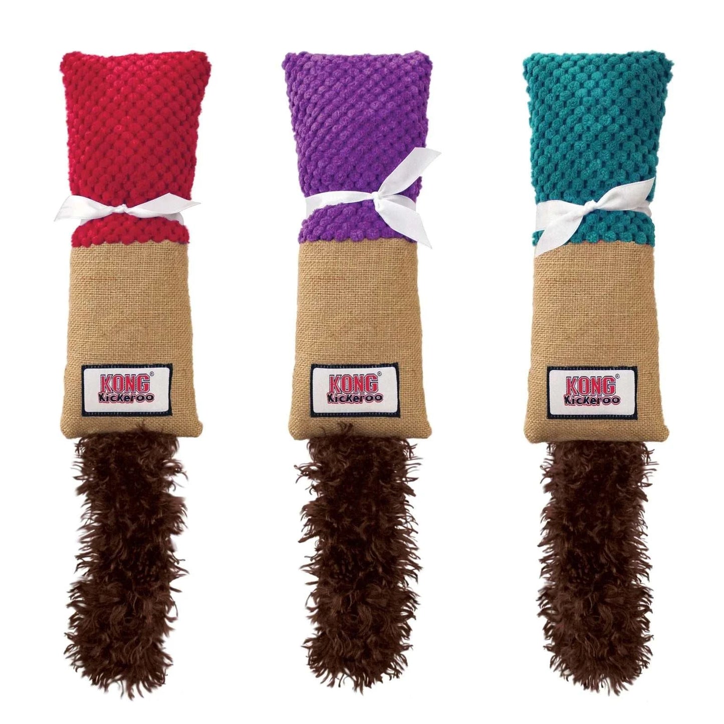KONG Kickeroo Cuddler Cat Toy with plush textures and fluffy tail.