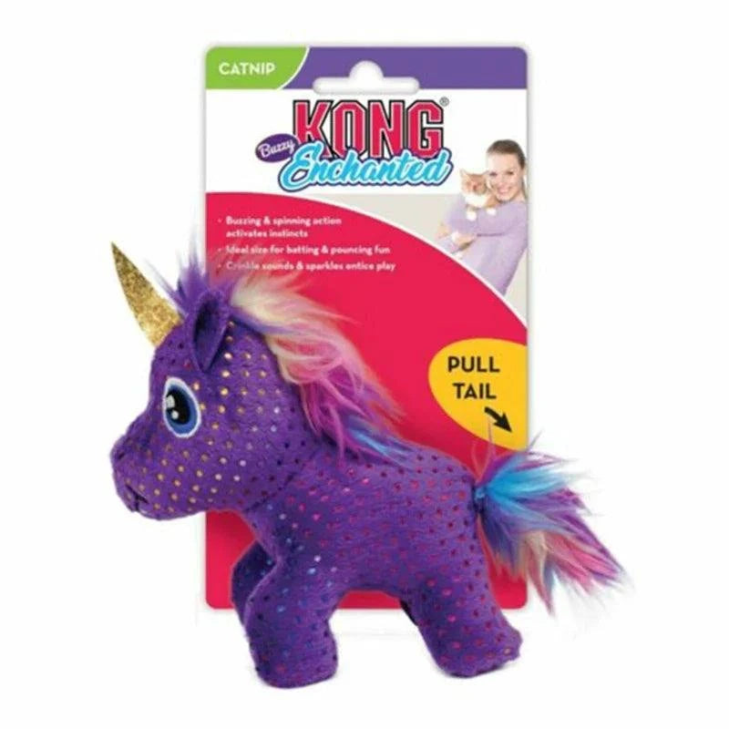 KONG Enchanted Buzzy Unicorn Cat Toy with buzzing motion and premium catnip.