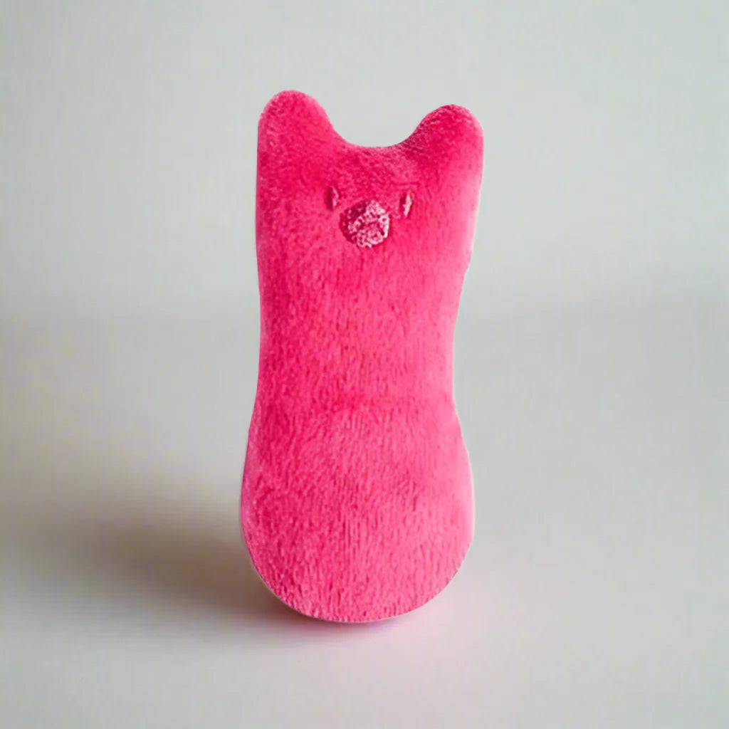 Interactive plush kicker cat toy with catnip scent and vocal feature for playful chewing and dental health