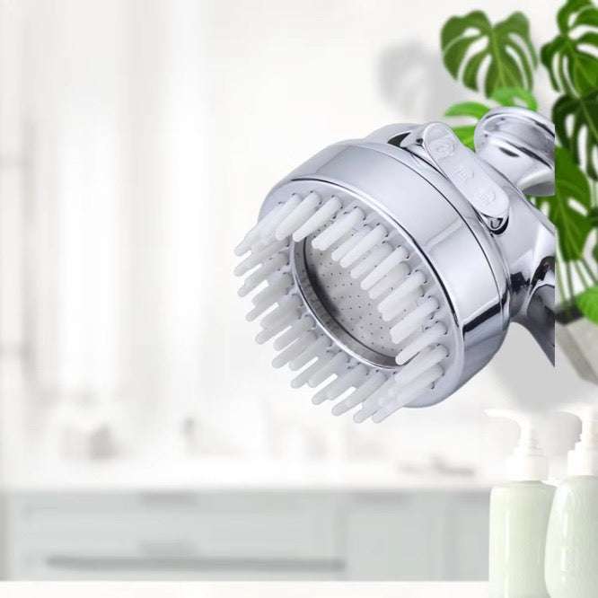 QuietFlow Pet Showerhead with comb for cats and dogs, featuring retractable hose and wall mount.