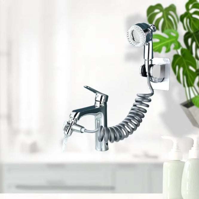 QuietFlow Pet Showerhead for Taps with Comb, Hose & Wall Mount; spa-style grooming for cats and dogs.