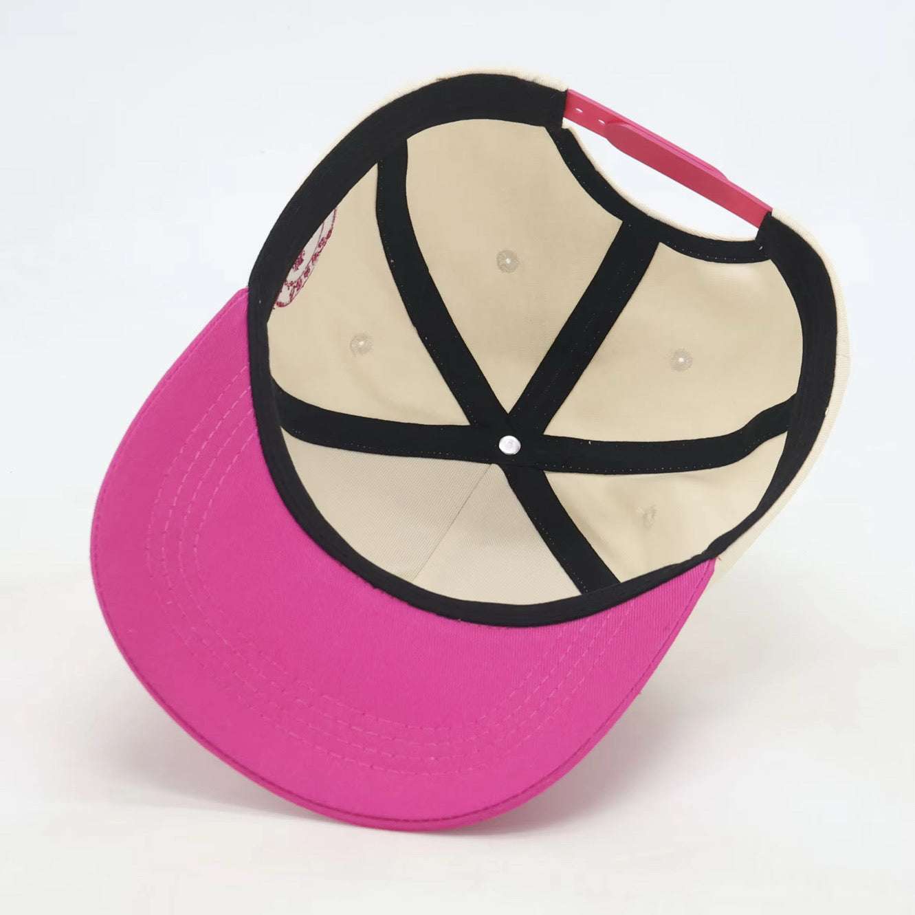 Adjustable pink and beige baseball hat for dog and cat mums with embroidered design for pet parents