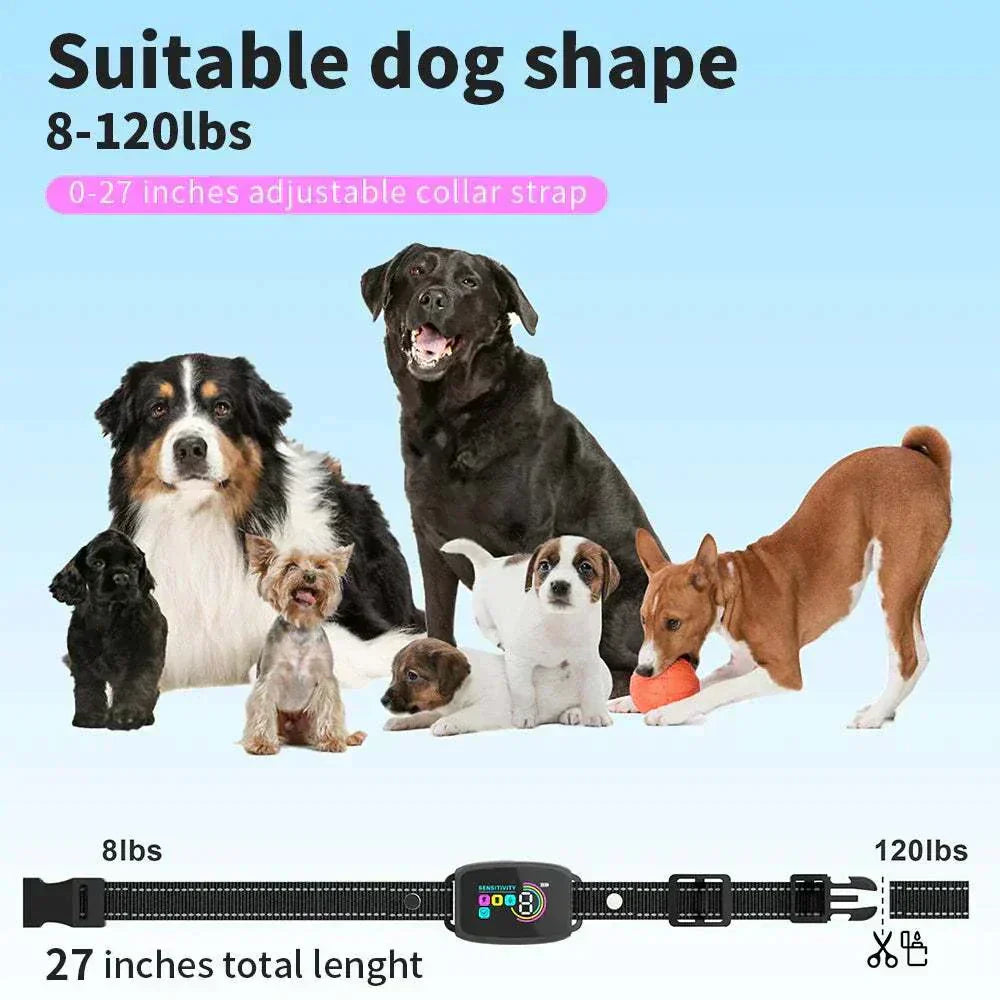 Automatic Anti-Bark Dog Collar with adjustable strap for dogs 8-120 lbs, Type-C rechargeable and waterproof design