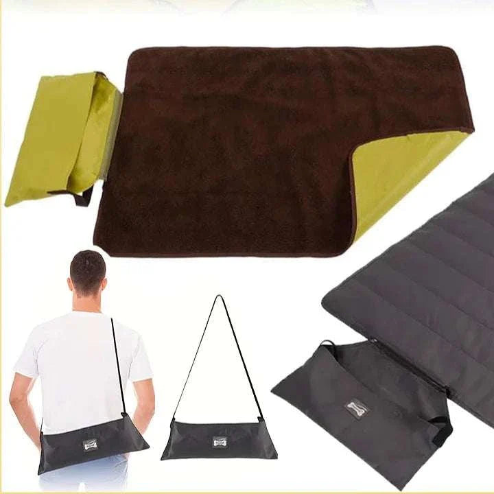 Foldable premium waterproof pet blanket for dogs with soft fleece and oxford cloth, portable carry bag, and leak-proof design