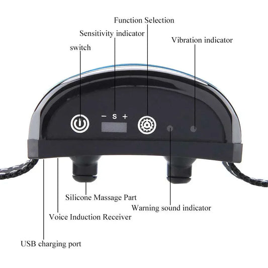 Smart Ultrasonic Anti Bark Collar with rechargeable waterproof design, dual-mode sound and vibration correction, adjustable sensitivity, and USB charging port.