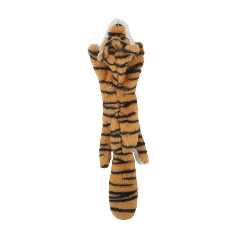 Plush squeaky stuffing less dog toy tiger striped durable crinkle texture safe pet toy