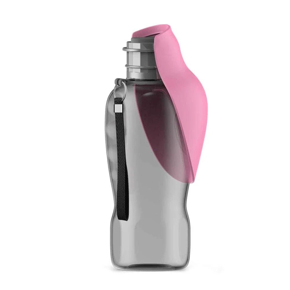 800ml portable dog water bottle dispenser with attached pink drinking bowl for small and large dogs