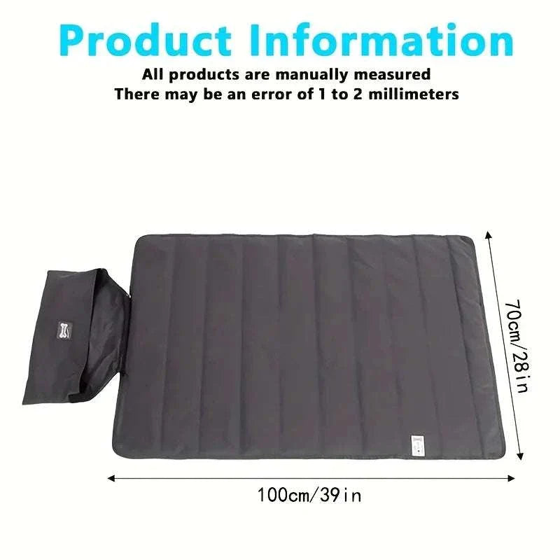 Foldable premium waterproof pet blanket 100x70cm black for dogs with leak protection and easy-care design