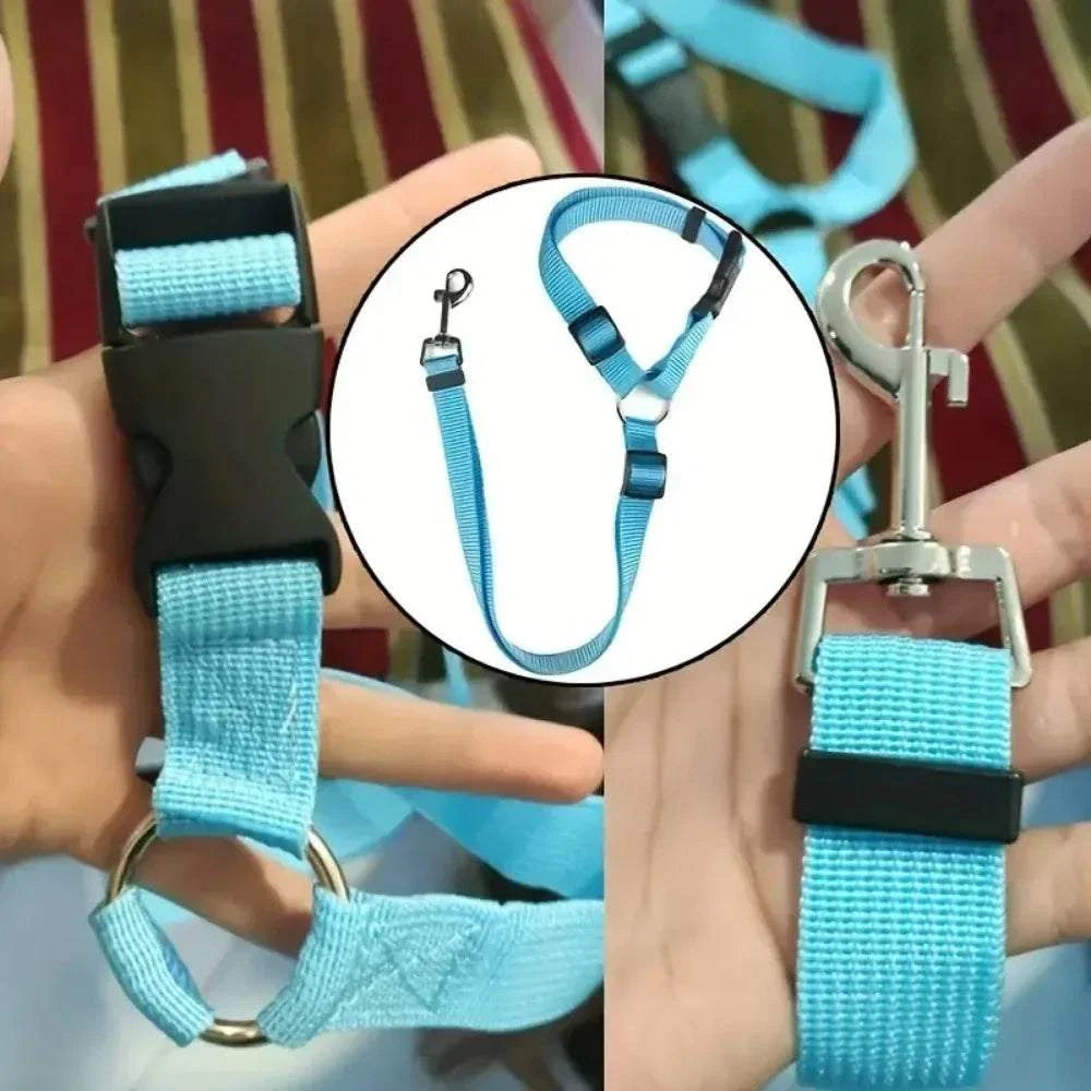 Adjustable blue single dog seat belt car headrest restraint safety belt for pet travel