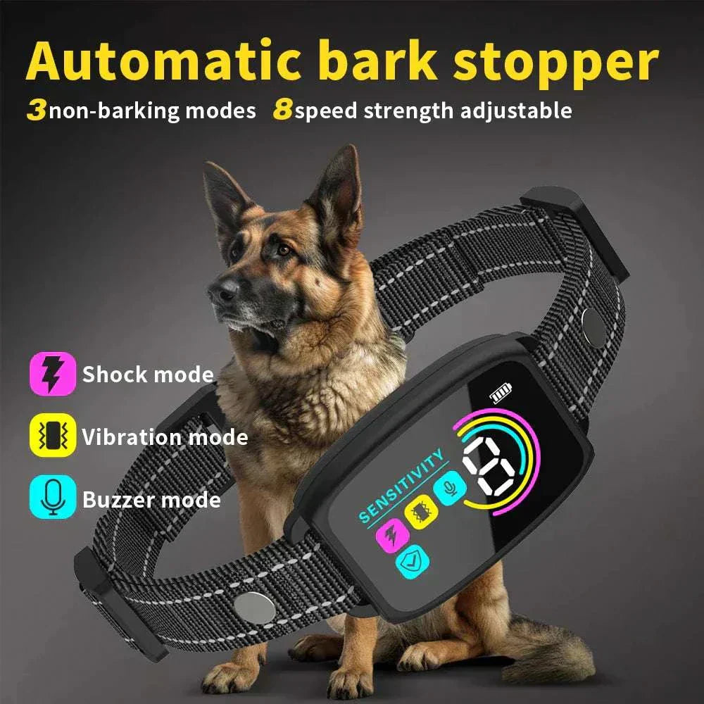 Automatic Anti-Bark Dog Collar with 8 adjustable sensitivity levels and 3 correction modes, Type-C rechargeable and waterproof