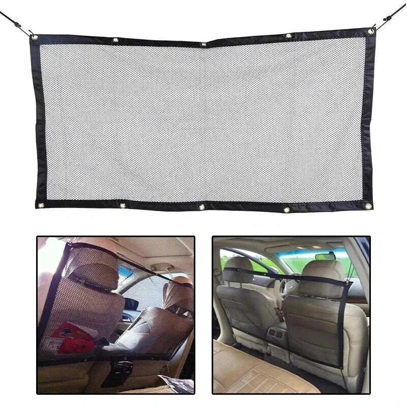 Durable pet back seat mesh barrier for car safety and seat protection