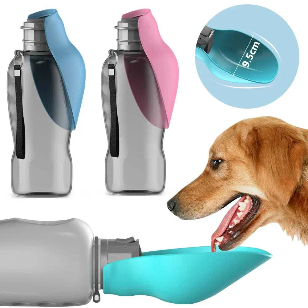 800ML portable dog water bottle with attached drinking bowl for small and large dogs including bulldogs and labradors