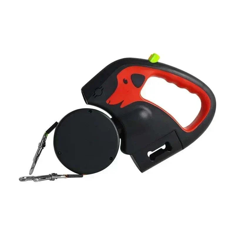 3m rotating retractable dual dog leash with ergonomic handle and 360° anti-tangle system