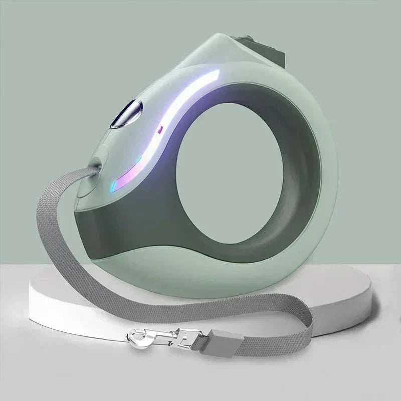 3m luminous auto retractable dog leash with ergonomic handle for safe, one-handed dog walking
