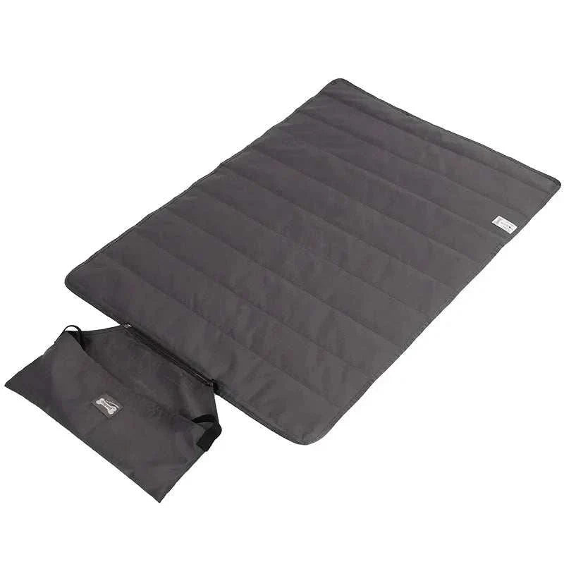 Foldable dark grey waterproof pet blanket for dogs with portable carrying pouch