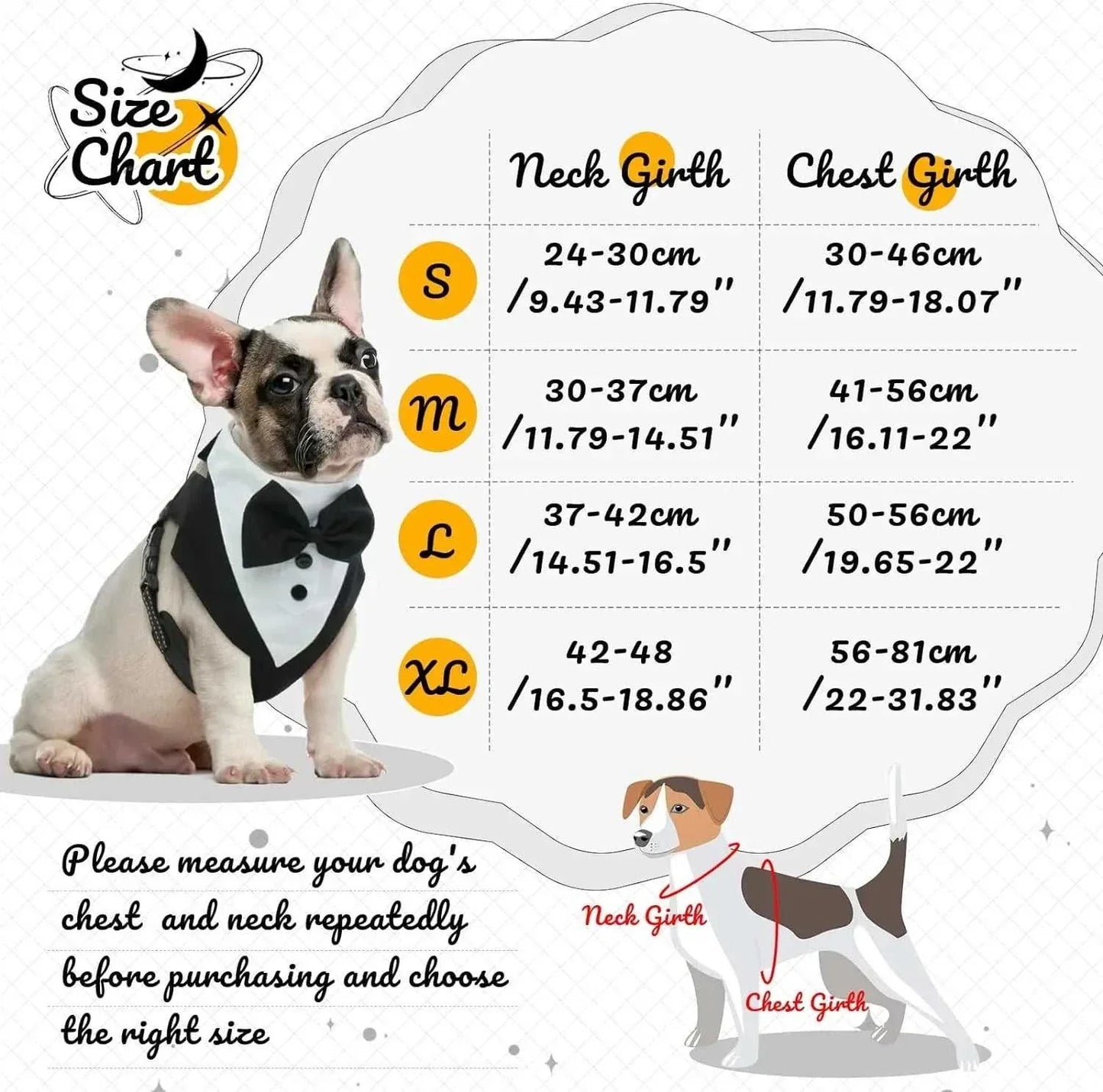 Small to extra-large dog tuxedo costume harness with adjustable bow tie and breathable fabric for stylish pets