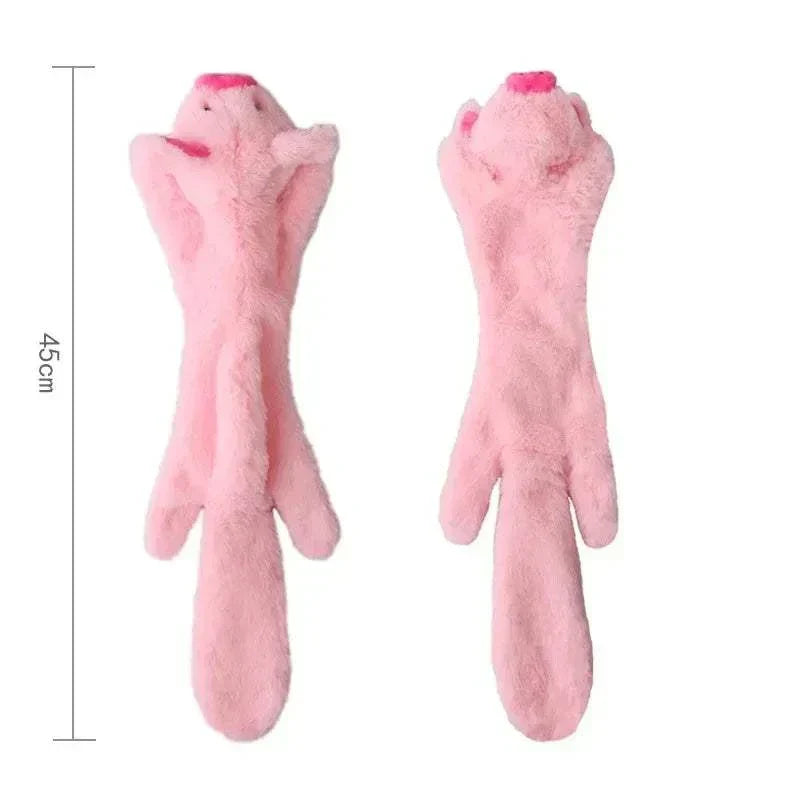 Plush Squeaky Stuffing Less Dog Toy pink durable squeaker crinkle texture 45cm