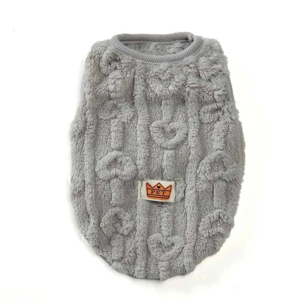 Soft cozy fleece sweatshirt for small pets with plush interior and durable exterior in gray