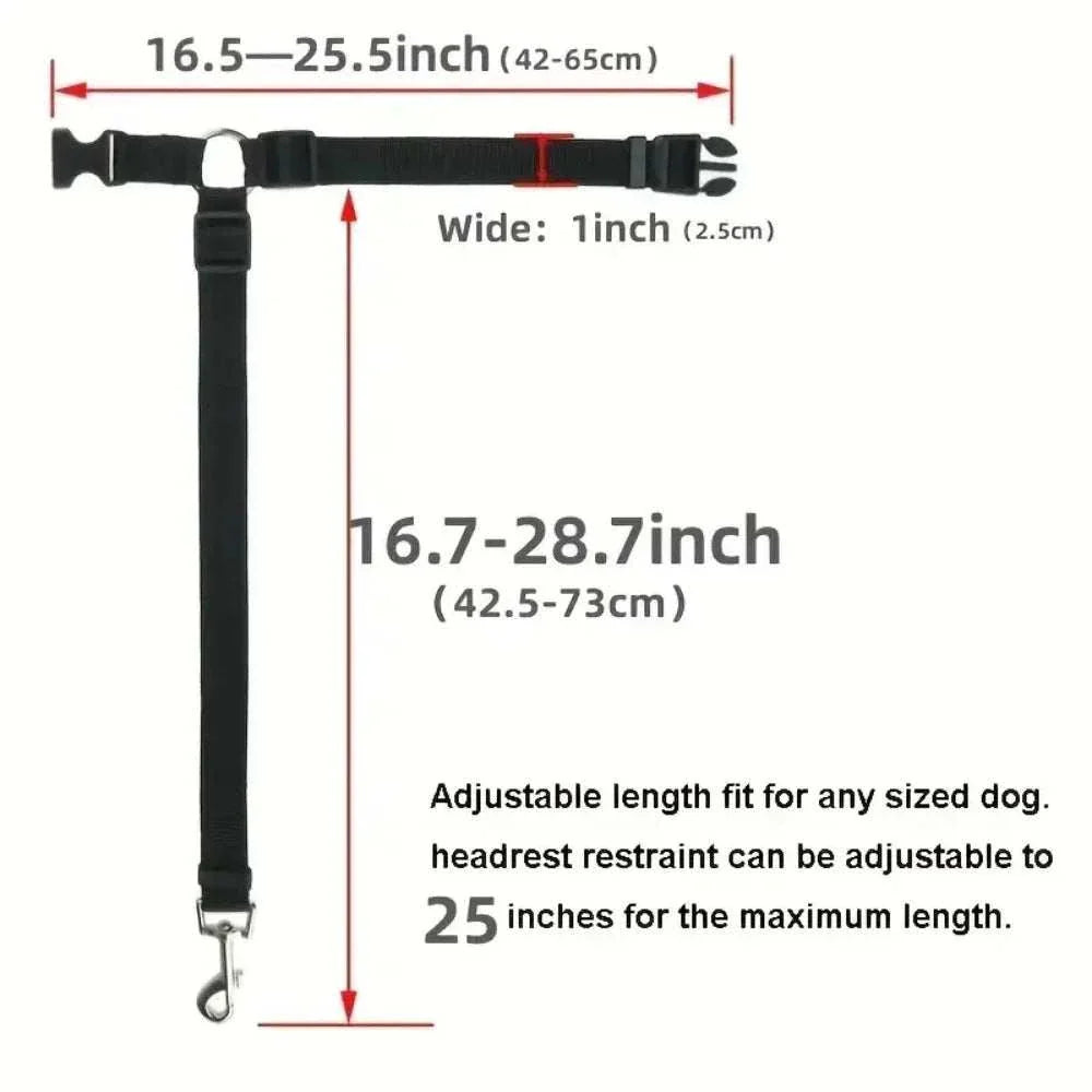 Adjustable single dog seat belt car headrest restraint for pet safety during travel