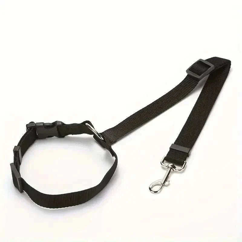 Adjustable black single dog seat belt car headrest restraint for pet safety and comfort during travel