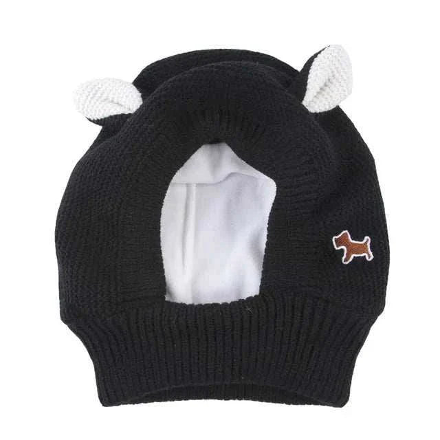 Anxiety relief ear protection knitted hat for dogs with noise-cancelling design and soft warm fabric