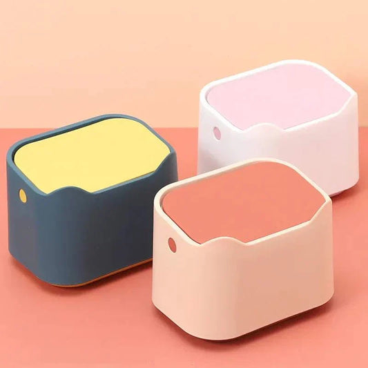 Three colorful cat litter box bins with double-layer design for odor control and mess containment