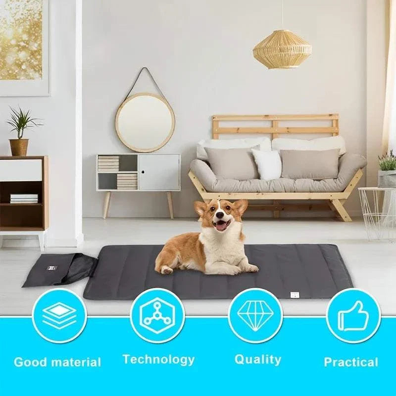 Waterproof pet blanket foldable with multi-layer leak protection, durable and comfortable for dogs indoors and outdoors