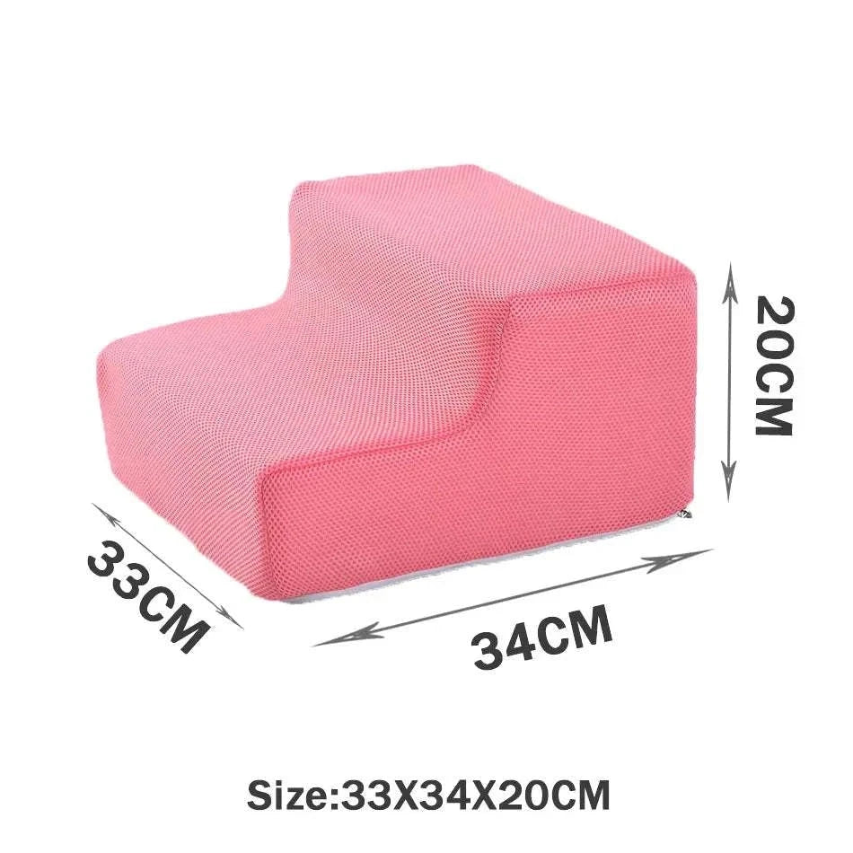 Pink pet stairs with anti-slip washable cover for small dogs and cats, size 33x34x20 cm