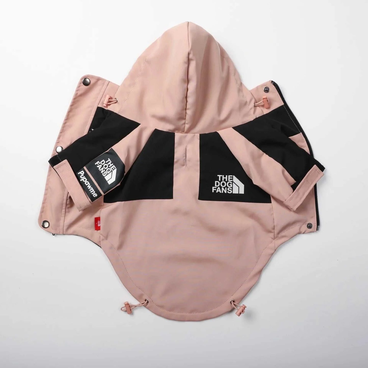Rain Jacket for Dogs - Pink and Black Hooded Design with Branding