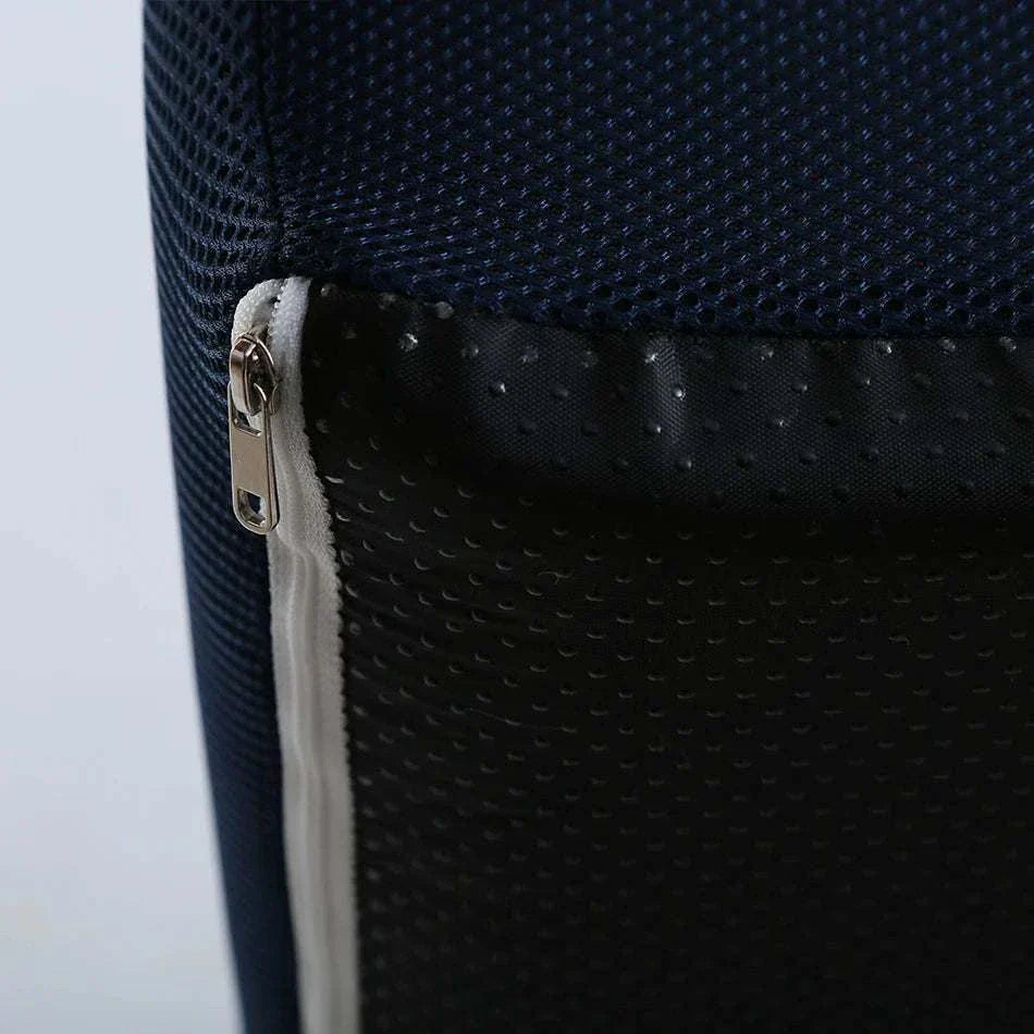 Close-up of anti-slip washable cover zipper on pet stairs for dogs and cats
