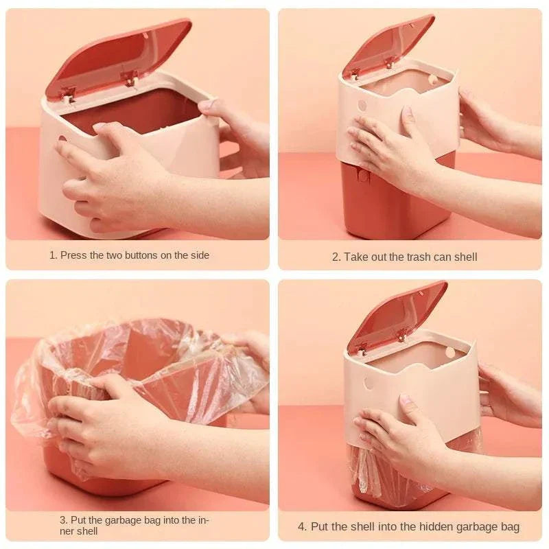 Cat litter box bin double layer with removable inner shell for easy garbage bag replacement and odor control