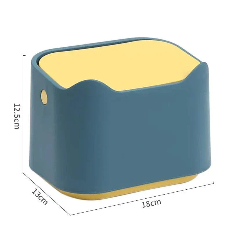 Compact double layer cat litter box bin with enclosed design to contain mess and odors