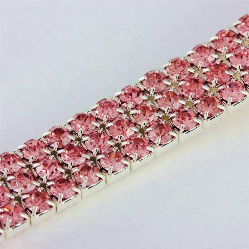 Pretty Kitty's Paw Pendant Cat Collar with pink diamante rhinestones and silver plating for small to medium pets