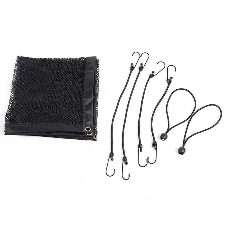 Durable pet back seat mesh barrier with hooks for car safety and protection