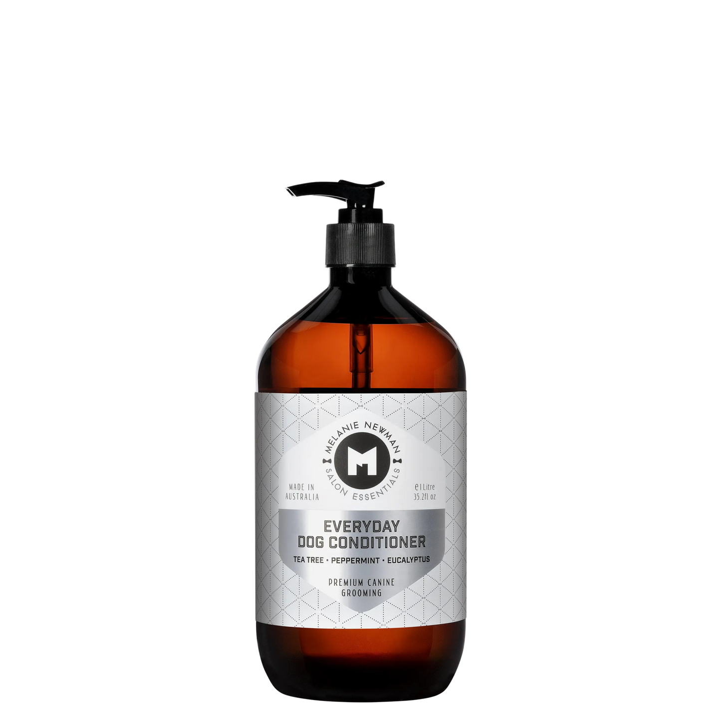 Melanie Newman Everyday Dog Conditioner bottle with tea tree, peppermint, and eucalyptus for nourishing and strengthening dog coats
