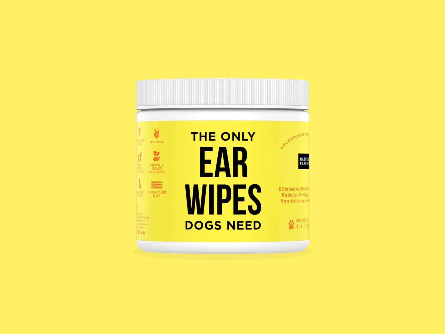 Natural Rapport dog ear wipes for gentle cleaning and infection prevention